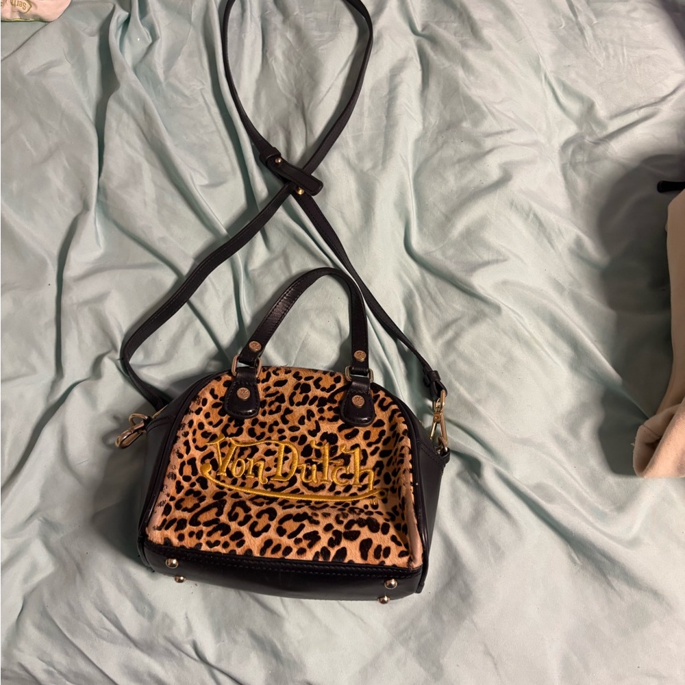 Von Dutch Leopard Print Crossbody Bag